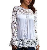 SDolphin Womens Spring Long Sleeve Lace Crochet Loose Chiffon T-shirts Blouse