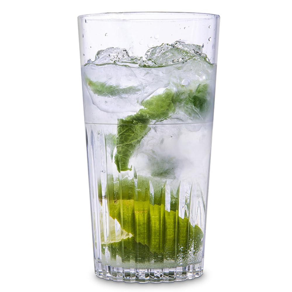 AIOS Set of 6 Stacking Dishwasher Safe Unbreakable Polycarbonate Fluted Glass Tumblers 480ml
