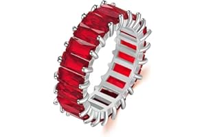 Fuqimanman2020 Cubic Zirconia Emerald Cut Eternity Ring Colorful Eternity Rainbow Ring Multi Color Gemstone Bands Ring Jewelry Gift