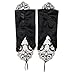 Edith qi Fingerless Pearls Lace Satin Bridal Gloves for Wedding Party Costume