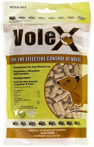 RatX EcoClear Products 620205, VoleX All-Natural Non-Toxic Humane Pellets, 8 oz. Bag Vole Killer