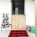YHOUSE Buffalo Plaid Rug Cotton Front Door Mat Outdoor Doormat Washable Checkered Rugs Indoor/Outdoor Welcome Mat for Layered Mat Porch/Kitchen/Farmhouse/Entry(23.6“X35.4“, Red and Black Plaid)