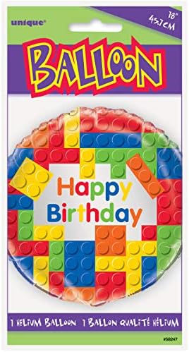 Building Blocks Birthday Multicolor Round Foil Balloon (45cm) 1 Piece - Perfect for Parties and Decorations 18" - Image 3