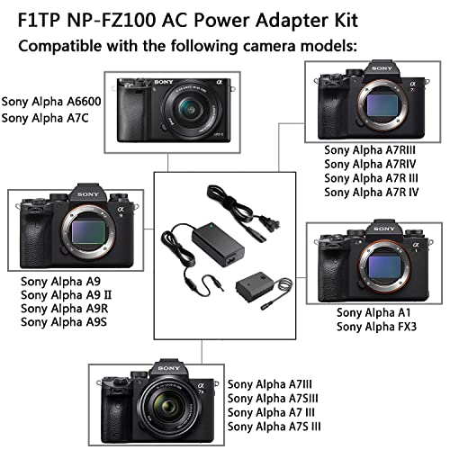 F1TP NPFZ100 AC Power Adapter Dummy Battery Kit for Sony Alpha A6600