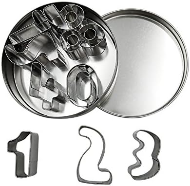 Homy Feel Number Cookie Biscuit Cutter Set 9 Small Pastry Donut Cutter Set Number Cookie Cutters Stainless Steel Baking Tools Metal Ring Molds