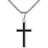 U7 Cross Necklace for Men, Stainless Steel Silver Black Gold Mens Cross Necklace, 22-24 Inches