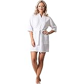 Turkish Linen Lightweight Waffle Knit Bath, Spa & Bridesmaids Kimono Short Robes for Women - Quick Dry & Soft