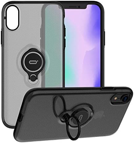 ICONFLANG Phone Case for iPhone XR Case, 360 Degree Rotating Ring Kickstand, Dual Layer Shockproof Impact Protection Phone Case for iPhone XR, Works with Magnetic Car Mount -Black