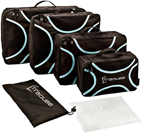 TraQube- 4 pcs Packing Cubes with Laundry Bag & Document Holder Travel Organizer Set