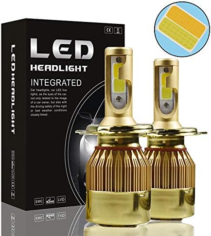 Mushan H4/9003 Headlight Bulb,2Pack Upgraded H4 LED Headlight Kit Dual Light Color 6000K/3000K Car HI-LO Beam Replacement 72W Headlight Bulb (Gold)