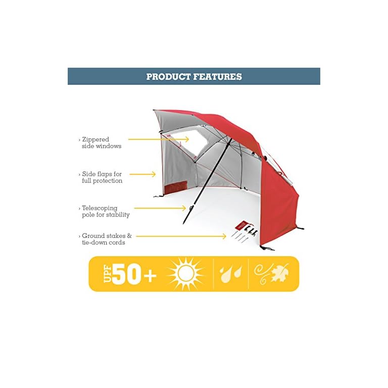 SportBrella SuperBrella SPF 50+ Sun and Rain Canopy Umbrella for