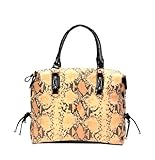 FASH Limited Boxy Weekender Snake Skin Embossed Shoulder Handbag, Classic Yellow