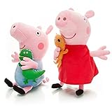Qiyun 2pcs Peppa Pig Plush Doll Stuffed Toy Peppa & GEORGE 8` For Kids Gift Multicoloured, 19CM