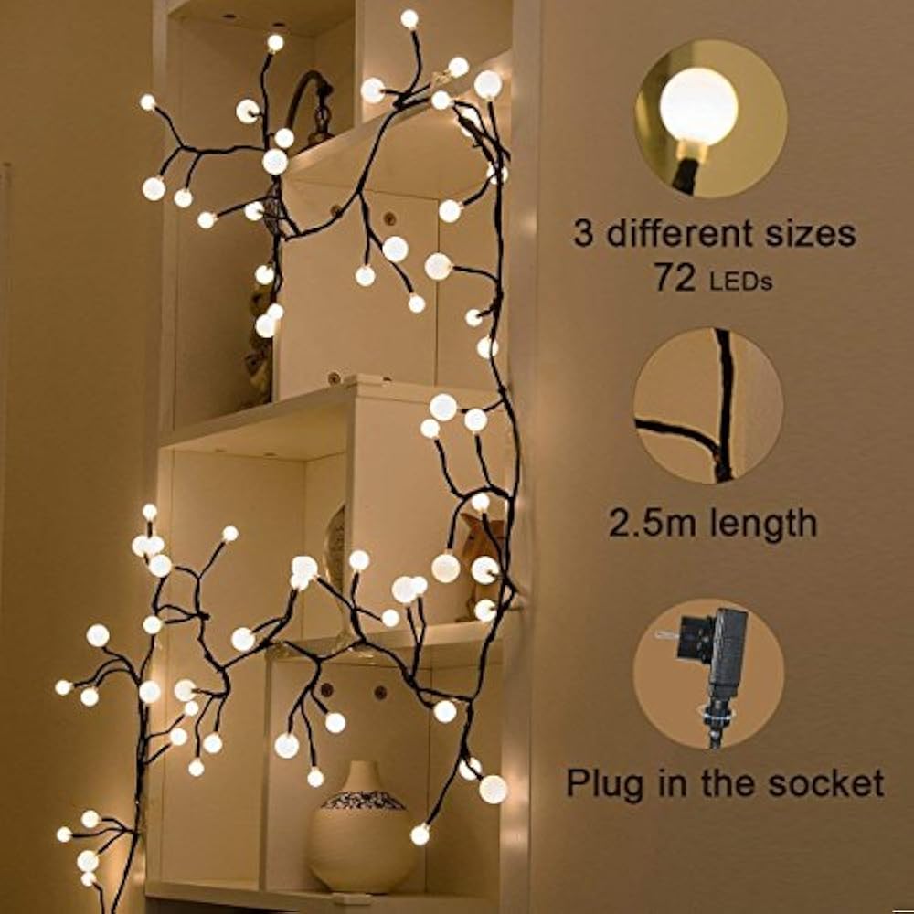 Globe String Lights, 8.3Ft Modes 72 Led Decorative Starry Fairy Indoor