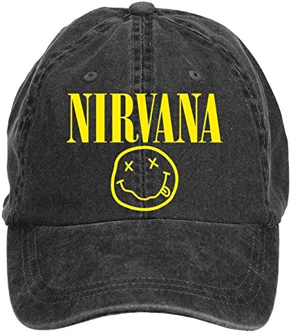 NDWOIJ Mens Nirvana Smiley Face Logo Flat Cap Black
