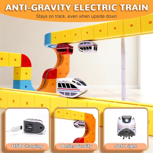 Last Page® Magnetic Electric Train Set for Kids 3–8, Modular 3D Tracks with Gravity-Defying Motorized, STEM Building Toy for Creative Learning, Electric Set Gift for Boys and Girls (121)