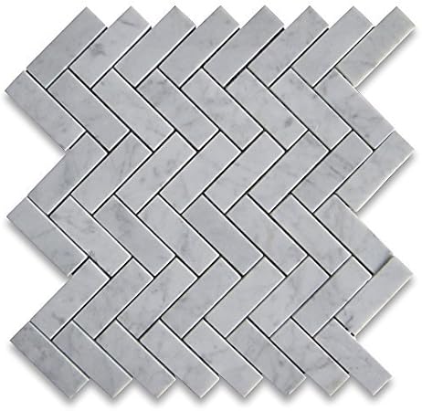 Carrara Weiss Italienischen Carrera Marmor Fischgratenmuster Mosaik Fliesen 1 X 3 Geschliffener Stein Zentrum Online Amazon De Kuche Haushalt
