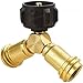 SHINESTAR Propane Tank Splitter with Valves, Propane Y Splitter Adapter for Gas Grills, Camping Stoves, Gas Burners, Heater and More, Solid Brass