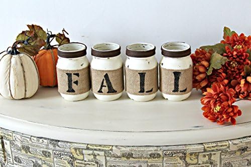 Rustic Fall Table Decor in Old White and Dark Brown,Autumn Table or Fireplace Decoration, Farmhouse Home Decor