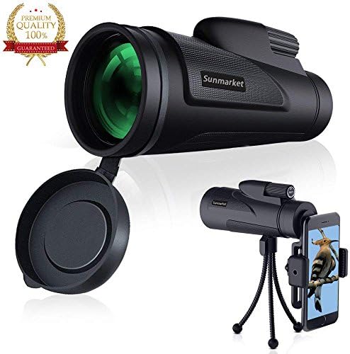 Monocular Telescope 12x50 Monocular Scope Bak4 Prism Telescope with Cell Phone Adapter and Tripod for Hunting Fishing Camping Surveillance
