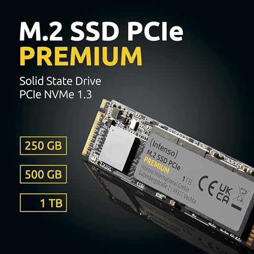 500GB M.2 SSD PCIe Premium, bis zu 2100 MB/s, Festkörper-Laufwerk (PCI Express Gen.3x4 NVMe 1.3, Solid State Drive)