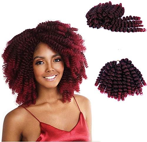 Crochet Jamaican Bounce Hair 2X Havana Mambo Twist Braid Hair Ringlet Wand Braid 8Inch Wand Crochet Braids Synthetic Braiding Curly Crochet Twist Hair Extensions for Black Women (8inch 1pack, 1b-bug)