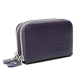 Credit Card Wallet,YOUNA Rfid Blocking Genuine Leather Credit Card Holder for Women Dark Purple