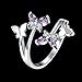 Yeahjoy Women's Adjustable Size Volly Open Rings Butterfly Shape Purple Austrian Crystals Rings
