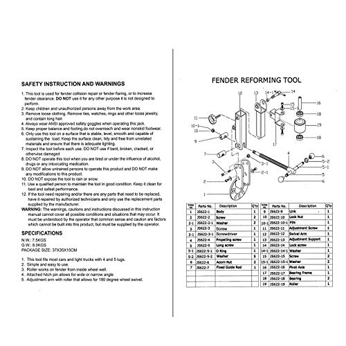 BLACKHORSERACING Fender Roller Tool Lip Rolling Reforming Extending