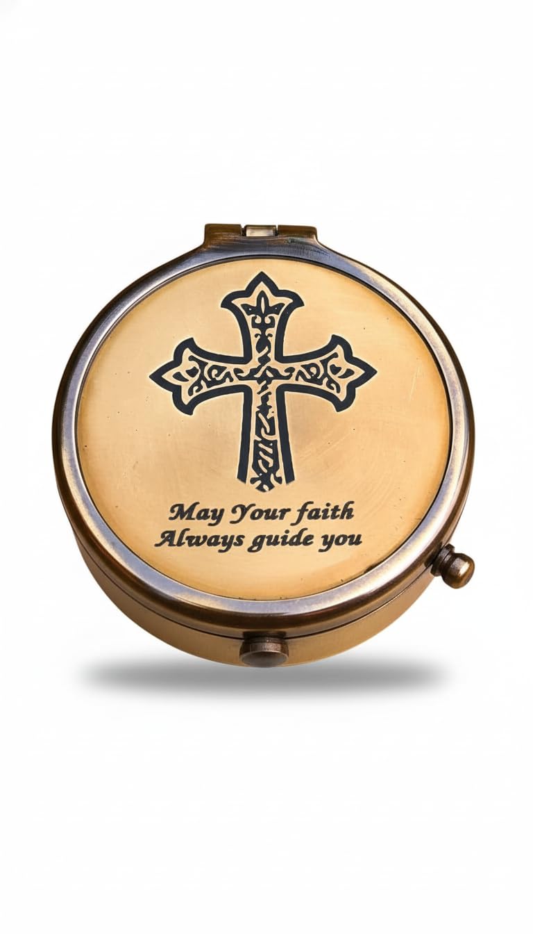 May Your Faith Always Guide You and Cross Engraved On Working Compass, Confirmation Gift Ideas, Baptism Gifts, Birthday, get Well Soon, Graduation Gifts