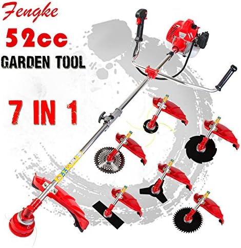 52cc Heavy Duty 7 in1 Petrol Strimmer Grass Trimmer, Brush/Bush Cutter, 6X Blades and spool