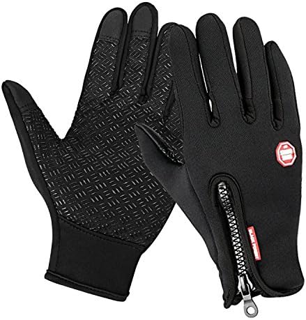 Zaplue Cycling Gloves Full Finger Touchscreen in Winter Outdoor sports Windproof bike Gloves Adjustable Size (Black, Large)