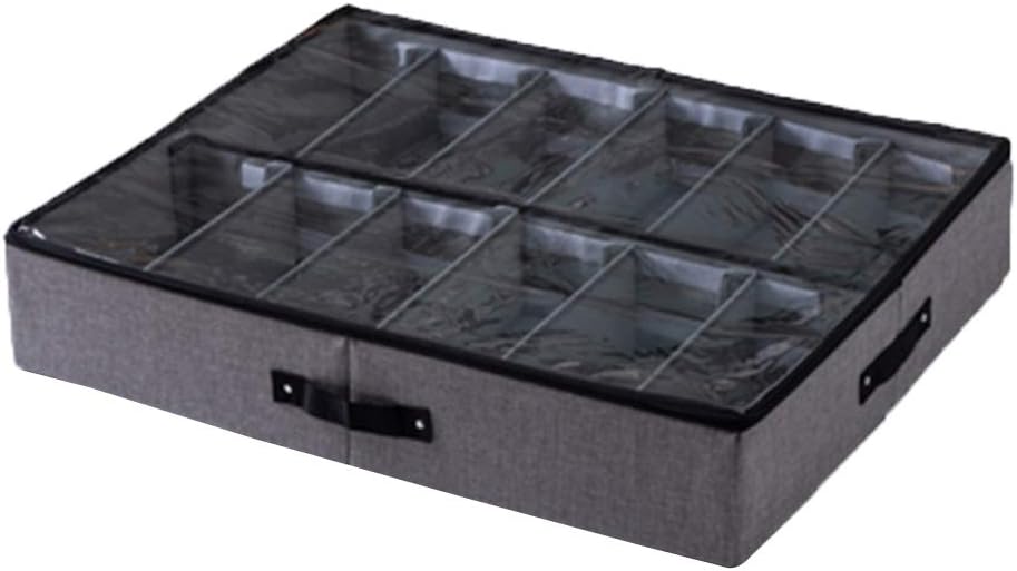 Goklmn Under Bed Shoe Storage Organizer with Large Adjustable Dividers