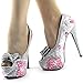 Show Story Silver Butterfly Print Bow Platform High Heel Stiletto Pumps,LF80814