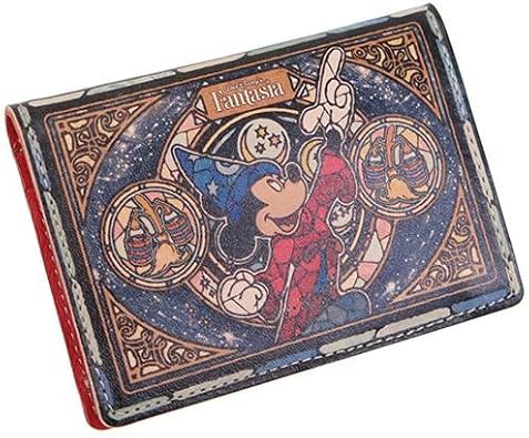 Amazon ミッキーファンタジア 本革 定期入れ レザー 2つ折り パスケース ステンドグラスファンタジア ディズニー 定期入れ