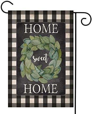 YOENYY Home Sweet Home Magnolia Wreath Garden Flag Small Buffalo Farmhouse Burlap Vertical Double Sided Yard Decoration 12.5 x 18 Inch Housewarming Gift Wedding Gift