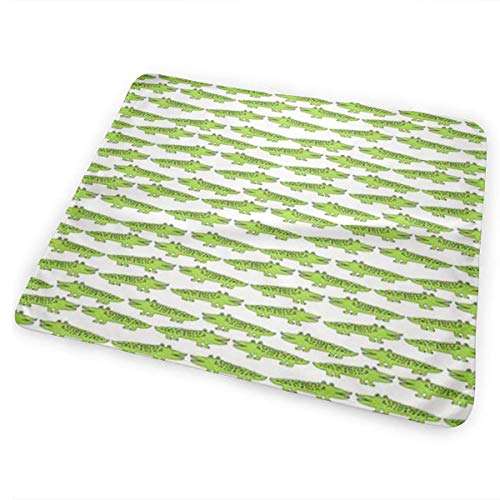 Dicobrune Lime Green Mini Alligator Baby Crib Pee Mat Washable Urine