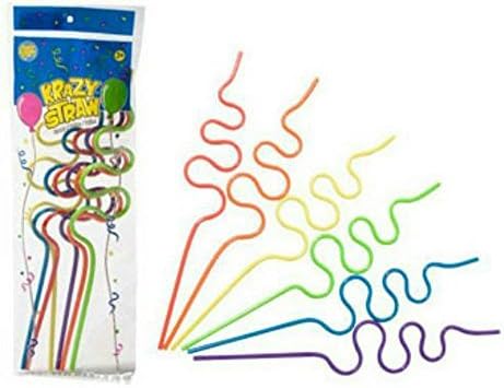 Multi-Colored Silly Krazy Crazy Straws Party Favor Bag Kid Sipping Fun 6pk (36 Total Straws)