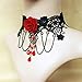 LEFINIS Red Flower Rose Beads Popular Girl Gothic Black Lace Collar Choker Necklace Bracelet