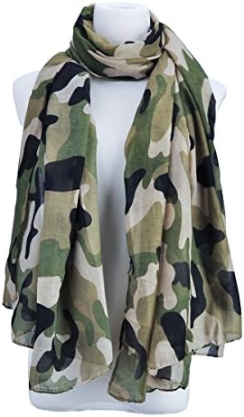 Women Voile Camouflage Long Scarf,180×90cm Head Neck Wrap Shawl Sunscreen Sarong Cover up