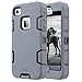 ULAK iPhone 4 Case,iPhone 4S Case, Knox Armor Shockproof Heavy Duty Combo Hybrid Defender High Impact Body Rugged Hard PC & Silicone Case Protective Cover for Apple iPhone 4 4S (Grey+Black)