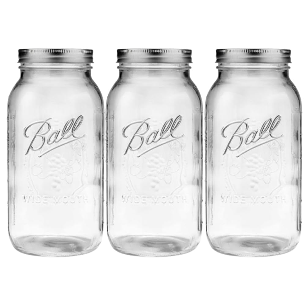 View 1 of **2 PCS**Ball Glass Mason Jar with Lids and Bands, Wide Mouth, Half Gallon Size, 64 OZ (3 Pack)