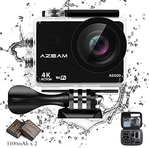 Underwater Action camera 4K 16MP HD Wi-Fi 2.0 Inch LCD Display Waterproof Sport Camera Diving Helmet Cemera 170°Ultra Wide-Angle 2 1050mAh Batteries 20 Accessories Kits