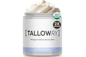 TALLOWRX - 4 OZ 100% Organic Whipped Beef Tallow and Honey Balm - Tallow and Honey Balm - Beef Tallow for Face - Tallow and Honey Balm For Face - Beef Tallow Skin Care - Beef Tallow For Face