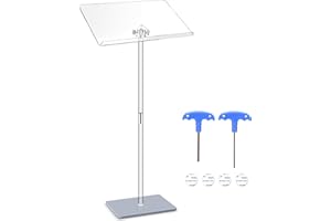 MOJIEZUO Clear Acrylic Podium Stand, Angle Adjustable, Pulpits for Churches, 23.6" L x 15.7" W x 42.3" H, Standing Speaking Podium Church Podium, Modern Lecterns for Restaurants, Weddings, Office, Classrooms