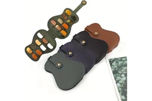 GRBVFDS Leather Guitar Pick Holder Case,Handmade PU Leather Guitar Plectrum Holder with 18 Slots for Guitar Picks (green)