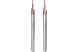 uxcell 2pcs Ball Nose End Mills CNC Router Bits, 0.5mm (5/256") Radius Solid Carbide TiSin Coated 2 Flutes HRC55 1mm (5/128")