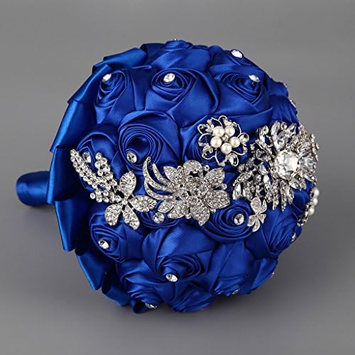Hand Made Silk Rose Rhinestone Brooch Wedding Bouquets Customization Pearls Bride Holding Flowers