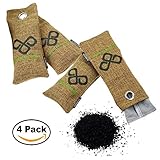 VITCHELO 4 x 75g Bamboo Charcoal Bag. 100% Natural Odor Eliminator, Closet Deodorizers & Air Freshener for Car, Home, Bathroom & Refrigerator. Reusable, Non-Toxic & Chemical Free