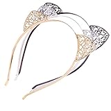 Cat Ears Hair Hoop Headband for Women Girls 3 Pcs Alloy Cats Ears Hairband Headwear Hair Accessories (Decorative pattern)
